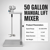 Mélangeur pneumatique manuel 50 gallons 1/8 CV 60-2700 tr/min Agitateur de peinture 42 L/min 15 N.m à commande pneumatique Diamètre de la lame 155 mm Peinture