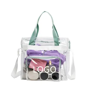 Verão Praia Limpar PVC Sacolas para As Mulheres Grande PVC Malha Ombro Bolsa Transparente Crossbody Sacos para Viagem