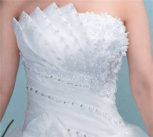 ชุดแต่งงานเปิดไหล่งาช้างแบบใหม่หางยาว - Product Image 5