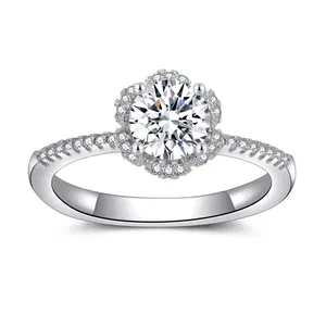 Custom design cheap price 925 sterling silver women jewelry rings white wedding engagement diamond ring for women