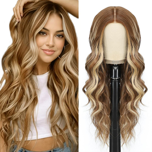 Peluca de Cabello Humano Peruano Original, Línea de Cabello Natural, Reflejos Ombre Rubio, Ondas Suaves, Pelucas Largas de Cabello Humano, Pelucas con Frente de Encaje - Product Image 1