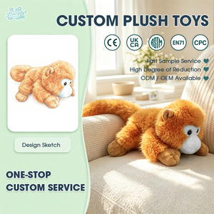 Pluche gouden aap knuffeldier met lange staart, zacht, liggend, voor kinderen, verjaardagscadeau, groothandel OEM - Product Image 1
