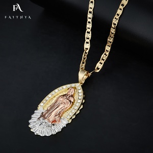 Colgante popular FP1057 para mujer, 14k, 18k, tricolor, Guadalupe, Marí<span class=keywords><strong>a</strong></span>, Diamante, para rezar - Product Image 5