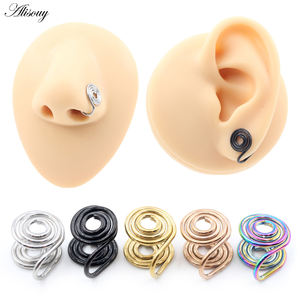Alisouy, 2 uds., <span class=keywords><strong>espiral</strong></span> <span class=keywords><strong>de</strong></span> acero inoxidable, sin <span class=keywords><strong>labio</strong></span> perforado, Labret, anillos <span class=keywords><strong>para</strong></span> tabique nasal, Clip, cartílago, hélice, pendientes <span class=keywords><strong>para</strong></span> trago, joyería <span class=keywords><strong>para</strong></span> el cuerpo - Product Image 1