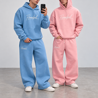 Ensemble de survêtement décontracté pour homme avec logo personnalisé imprimé, sweat à capuche zippé et pantalon de survêtement ample à jambes larges