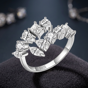 Anillo de Plata para Mujer con Diamantes Cultivados en Laboratorio, Claridad VS, Corte Pera, Forma Marquesa, Anillo de Eternidad para Boda, Certificado IGI - Product Image 2