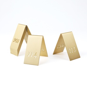MAXERY personalizzabile <span class=keywords><strong>Font</strong></span> Table firma targa QR Code ordinando segnaletica Premium finitura personalizzata in ottone massiccio - Product Image 3