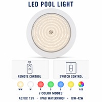 Lampe de piscine murale 220 mm, éclairage subaquatique pour piscine, lampe de piscine IP68 RGB, contrôle RGB, utilisation pour piscine, spa, fontaine d'eau, AC/DC12V 18W 24W 30W 35W 42W