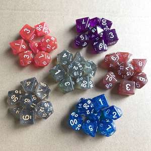 Juego de Dados Poliédricos de Acrílico con Purpurina Transparente y Piedras Preciosas Naturales para D&D y Juegos de Rol al por Mayor - Product Image 2
