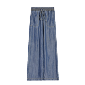 Wholesale Denim <strong>Jeans</strong> Made in China Blue High Waist Loose Wide-legged <strong>Jeans</strong> Pants for <strong>Women</strong> - Product Image 5