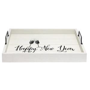 Diseños elegantes Brindis <span class=keywords><strong>de</strong></span> champán Bandeja <span class=keywords><strong>de</strong></span> madera decorativa para servir con manos15.50 "X 12" Gris claro Feliz <span class=keywords><strong>Año</strong></span> <span class=keywords><strong>Nuevo</strong></span> - Product Image 2