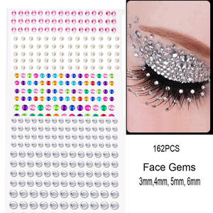 Occhi di perla bianca faccia 3D autoadesivi di strass 3/4/5/6mm misti viso/unghie/occhi gemme temporanee del tatuaggio - Product Image 2