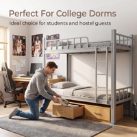 Lit superposé moderne en métal avec boîtes de rangement, lit mezzanine détachable 2020x950mm, lits doubles pour dortoir scolaire, chambre à coucher, hôtel