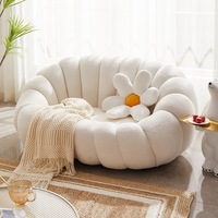 Fauteuil paresseux minimaliste moderne en forme de citrouille, une place, en laine d'agneau blanche, mignon, pour salon, mobilier de maison, éponge haute densité
