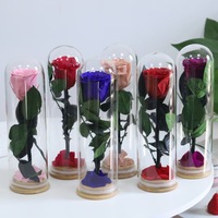 Roses éternelles en gros, roses préservées dans un verre, fleurs naturelles éternelles, fleurs stabilisées individuelles avec tige