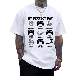 FOXA <b>Funny</b> Gamer T-<b>Shirt</b> Men Video Game Graphic Tee My Perfect Day Short Sleeve 100% Cotton Jersey <b>Shirt</b> - Product Image 4