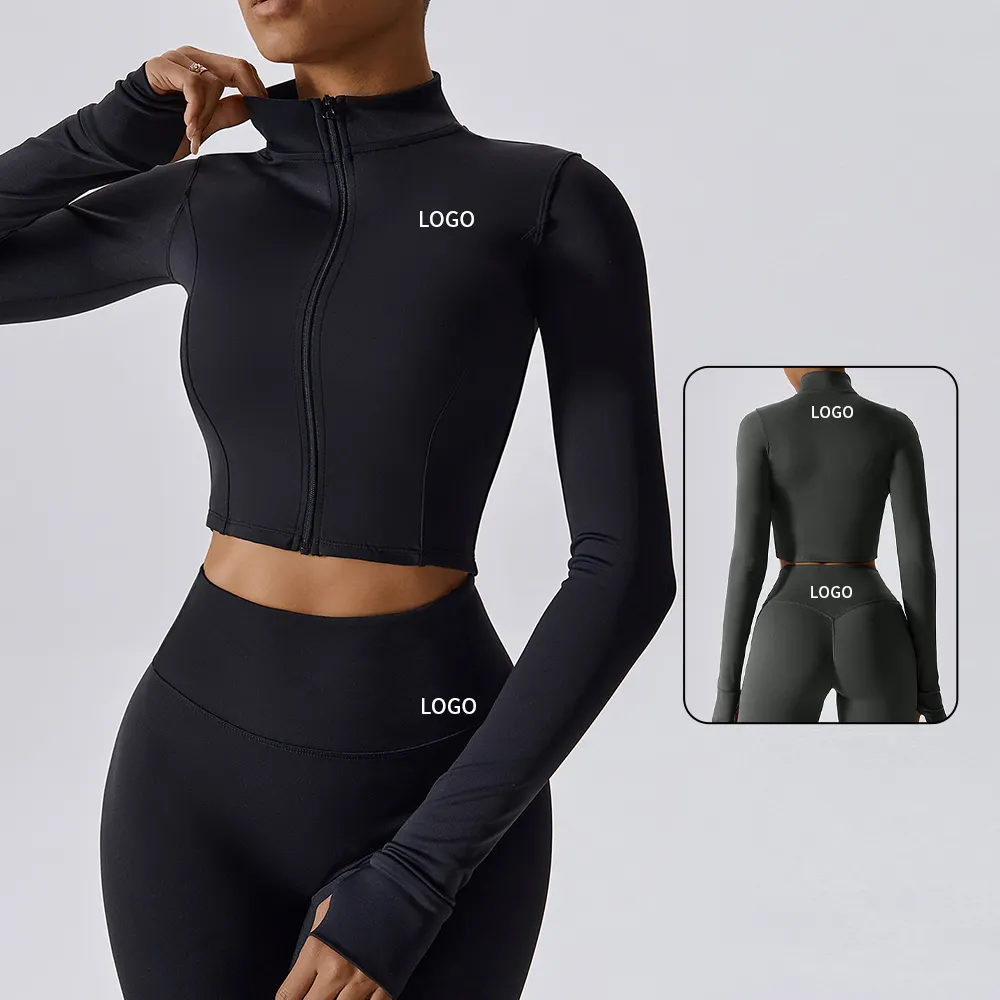 MIQI özelleştirme yumuşak spor ceket spor salonu ceketler Yoga tayt takım elbise Yoga ceketler