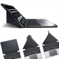 Keyboard Mini Lipat Portabel Kulit PU Nirkabel BT Kapasitif dengan Stand untuk Tablet iPad