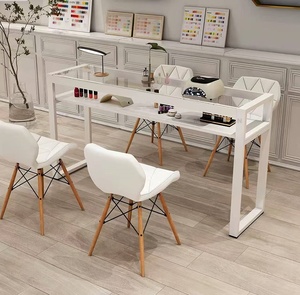 Table de manucure en verre pour salon, simple et double, pour hôtel, restaurant, salle à manger, salle de bain, à <span class=keywords><strong>prix</strong></span> avantageux - Product Image 3