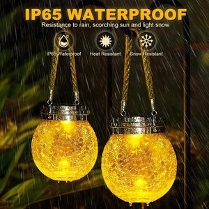 Lampes solaires LED en forme de boule en verre craquelé, étanches IP65, <span class=keywords><strong>pour</strong></span> jardin, patio, arbre, cour, allée - Product Image 4