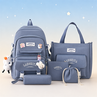 Tas Ransel Nilon 5-in-1 untuk Anak Perempuan, Model Lucu, Ukuran 14 Inci, Tahan Air, Dilengkapi Kompartemen Laptop & Sabuk Bantalan Udara