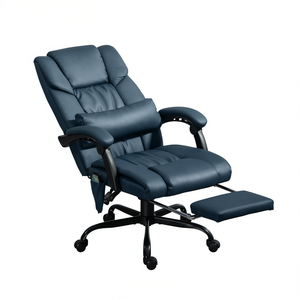 Silla de Oficina Ejecutiva de Cuero PU con Función de Masaje, Reposabrazos Ajustables y Base Giratoria para Mayor Comodidad y Relajación - Product Image 1