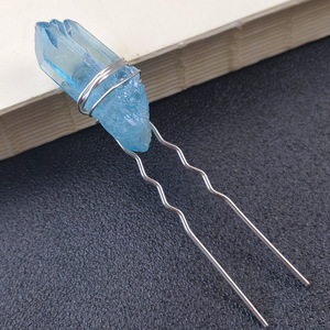 Nueva Horquilla de Cuarzo <span class=keywords><strong>Arua</strong></span> de Cristal Transparente con Acabado Rústico y Elegante, Columna de Cristal, Accesorios para el Cabello con Puntas de Piedras Curativas - Product Image 5