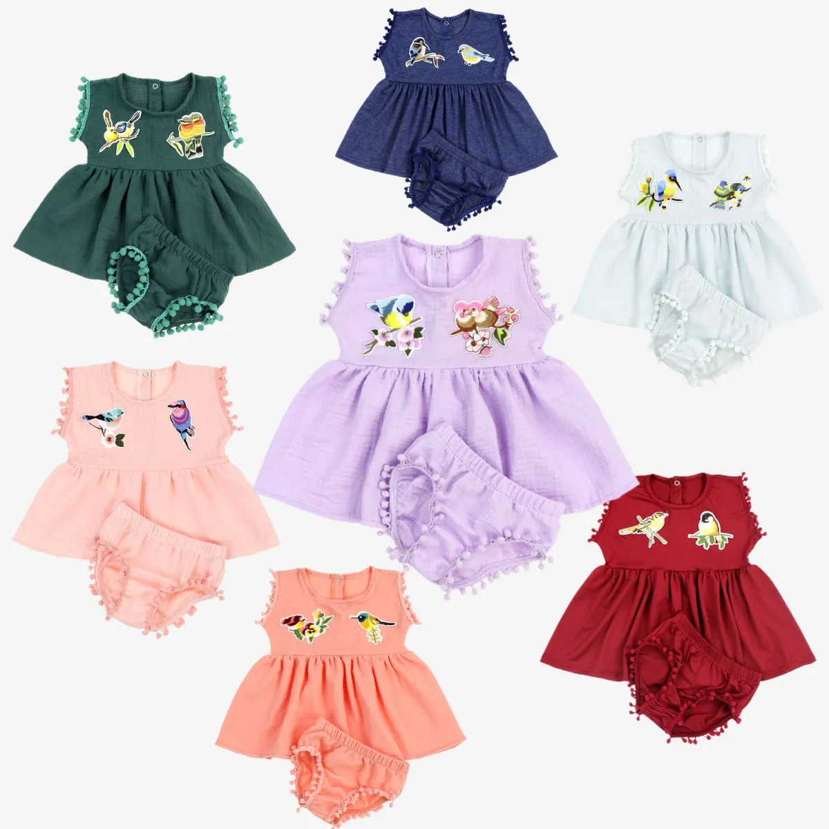 Conjunto de verano de 2 piezas de ropa de bebé conjuntos de ropa de boutique para niñas para el cuidado de la piel tela de gasa 100% traje de algodón personalizado