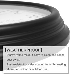 <span class=keywords><strong>Horloge</strong></span> murale en quartz surdimensionnée de 23 pouces avec thermomètre hygromètre Cadre en métal pour une utilisation en intérieur et en extérieur - Product Image 5