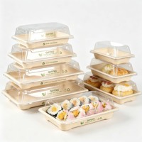 Contenants alimentaires rigides en pulpe de bagasse, compostables, jetables, personnalisables, impression OEM ODM, fermeture magnétique et poignée
