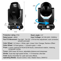 Luz Móvil de Cabeza de Haz de 380W 17R Directo de Fábrica, DMX512, 14 Colores, 11 Gobos, Prismas, Estroboscópica, IP20, para DJ, Discotecas, Escenarios