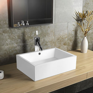 Pia de Banheiro Moderna com Bancada de Mármore e Lavabo Cerâmico Branco Quadrado de Fácil Limpeza MING LIU A273 Joystick - Product Image 5