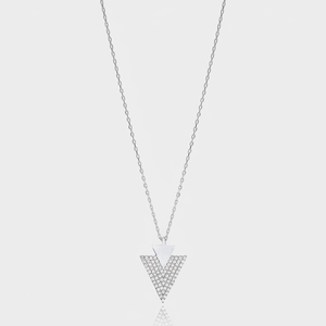 Collar con Colgante Triangular con Incrustaciones de Circonita Blanca, Collar con Dije al por Mayor, Joyería Turca Hecha a Mano en Plata de Ley 925, Regalo - Product Image 2