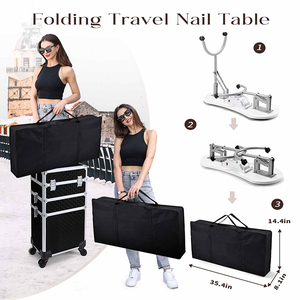 <span class=keywords><strong>Mesa</strong></span> de Manicura <span class=keywords><strong>Plegable</strong></span> Profesional de Alta Calidad con Aspiradora y 4 Ruedas Bloqueables para Técnicos de Spa - Product Image 4