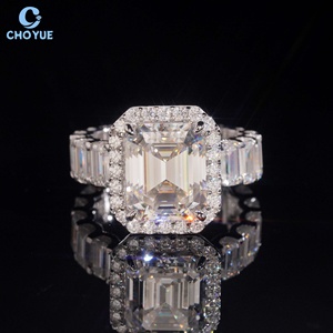 Luxury Emerald Moissanite Band <b>Iced</b> Out Solid Sterling Silver 925 Custom Hip Hop Jewelry VVS Moissanite Diamond Wedding <b>Ring</b> - Product Image 6