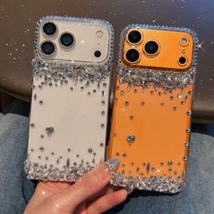 Coque de téléphone transparente effet diamant pour iPhone 17 Pro Max, luxe, brillante, dos transparent, vente en gros, usine, OEM, personnalisable - Product Image 1