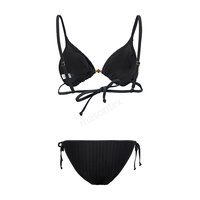 Ensemble de maillot de bain deux pièces pour femme grande taille, haut de gamme, uni, avec logo, à nouer devant, respirant, micro-soutien-gorge push-up