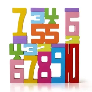 Hot Selling Children Early Education Colourful 3D Soild Montessori Wooden Numbers For Kids