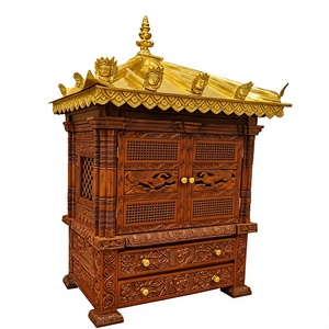 Premium Quality Teak Wood Hindu Pooja Mandir with Doors Hot Selling Wooden Temple For Pooja Room For Home Decor - Product Image 6