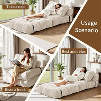 Canapé-lit pliable en velours côtelé beige, convertible, pour appartement, chambre d'amis, petit espace