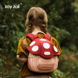 Zoyzoii กระเป๋านักเรียนอนุบาลรูปเห็ด3D น่ารักกระเป๋าเป้เด็กผู้หญิงป้องกันเด็กหาย