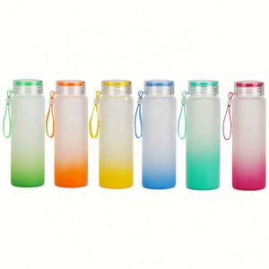 Vaso de vidrio recto con degradado de color, 17 oz, para café, zumo, cerveza, vino, con tapa giratoria, disponible en EE. UU. - Product Image 1