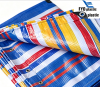 Bâche imperméable rayée en PE, couverture de tente extérieure, protection contre la pluie et le soleil