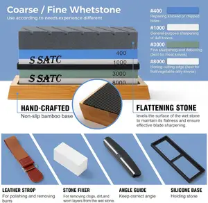 SATC مجموعة مهنية لسن السكاكين من الحجارة الرطبة المتينة متعددة الوظائف 400/1000/3000/8000 شفرة حجر رصادة شكل سكين