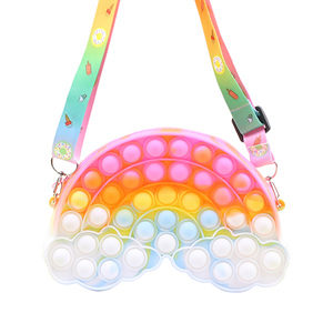 Porte-monnaie en silicone imperméable portable à la mode avec fermeture éclair à motif arc-en-ciel pour enfants - Product Image 1