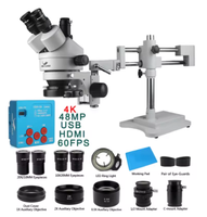 3.5X 90X 180X Simul-Focal Double Boom Stand Trinocular Stereo Zoom Microscope 48MP 4K USB Camera 144 LED Light Microscopie