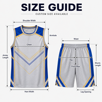 Seragam Basket Bentuk V Warna Perak Biru Emas Kustom, Set Jersey dan Celana Pendek Bahan Mesh Bernapas untuk Turnamen Bola Basket Universitas