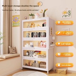 Estantería de Acero con Puerta de Vidrio, Librería Infantil, Mueble de Almacenamiento para Sala de Estar, Vitrina Antipolvo, Estante de Hierro Forjado - Product Image 4