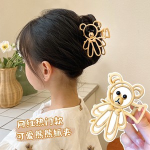 Pinza de Metal para agarre de oso de Color café para niña pequeña, herramienta mágica para cabeza de coleta, <span class=keywords><strong>Clip</strong></span> de tiburón, novedad - Product Image 2