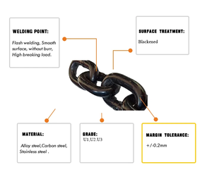 Catena di ancoraggio nera galvanizzata per la nave collegamento marino U2 AM/U3 catena di trascinamento saldata finita zinco - Product Image 2